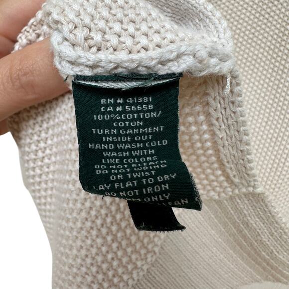 Lauren Ralph Lauren Cream Knit Cotton Sweater Women’s Medium - Picture 4 of 4